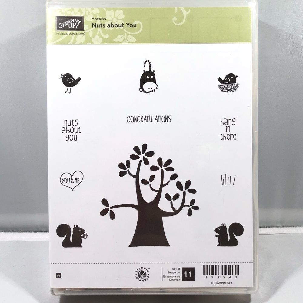 Stampin’ Up! NUTS ABOUT YOU Stamp Set with 11 stamps. Item 133943